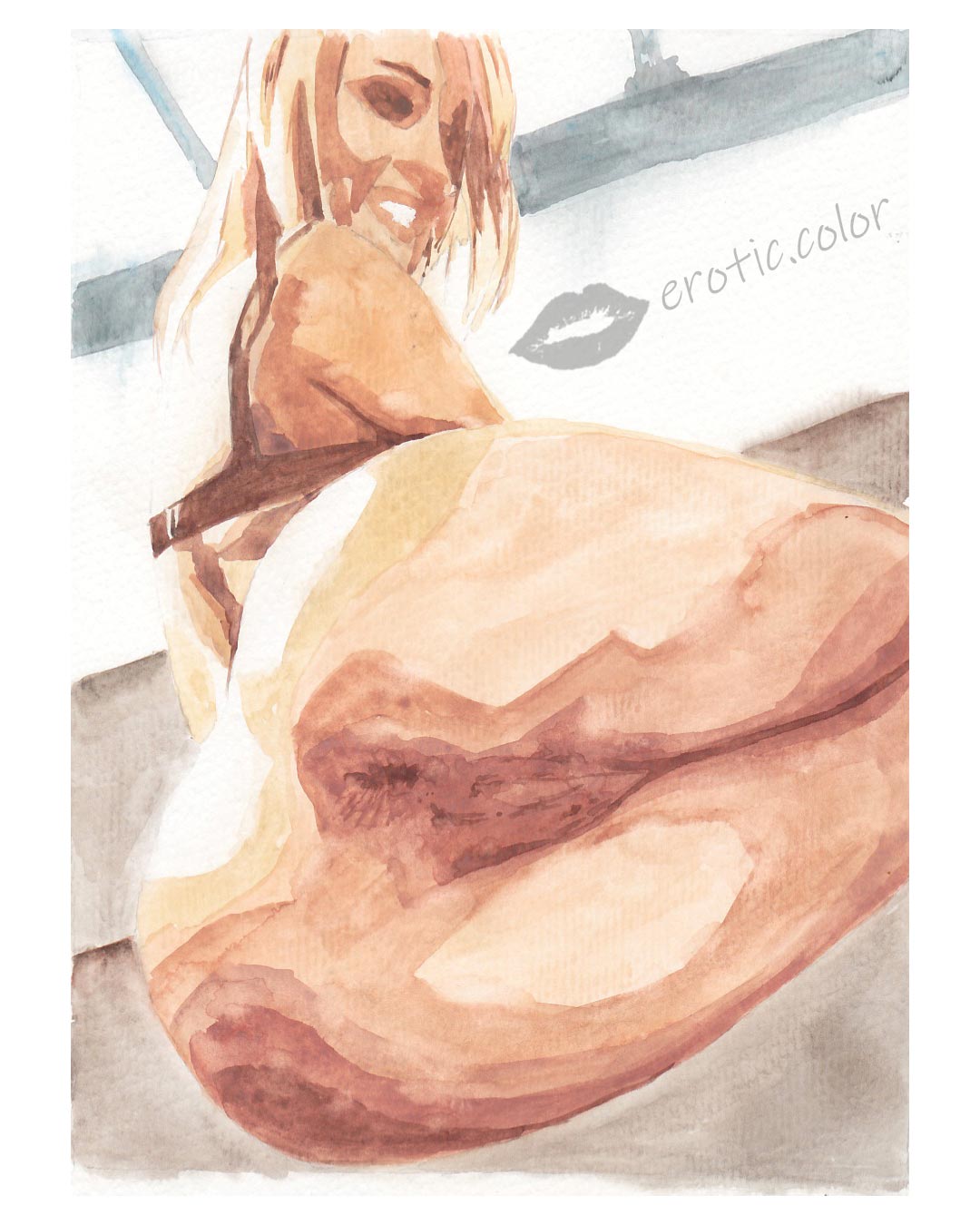 Nude Watercolor Portrait by erotic.color