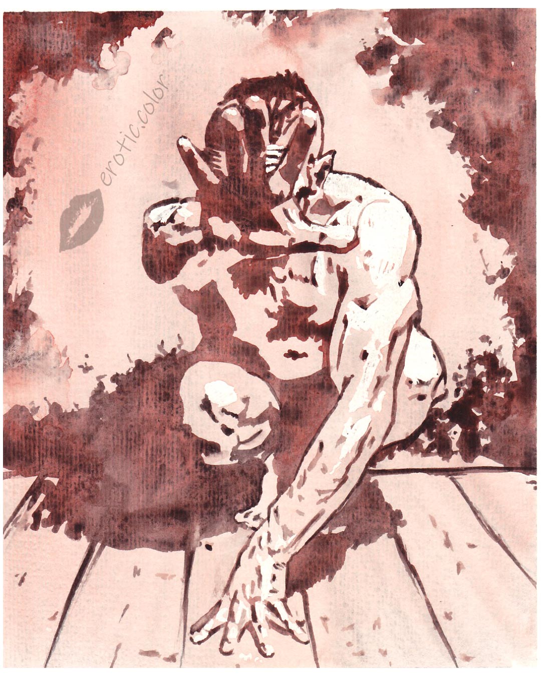 Nude Watercolor Portrait by erotic.color