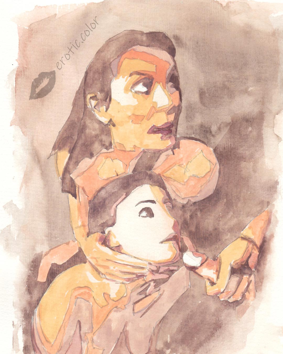 Nude Watercolor Portrait by erotic.color