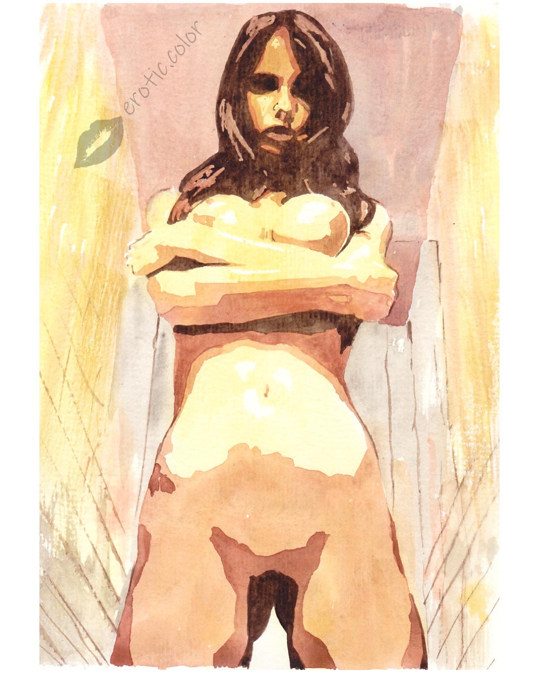 Nude Watercolor Portrait by erotic.color
