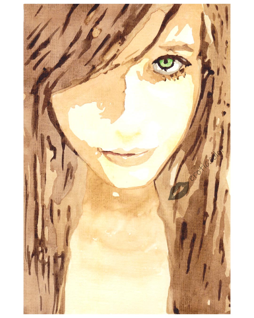 Nude Watercolor Portrait by erotic.color