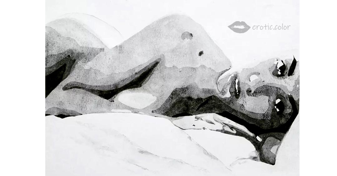 Nude Watercolor Portrait by erotic.color