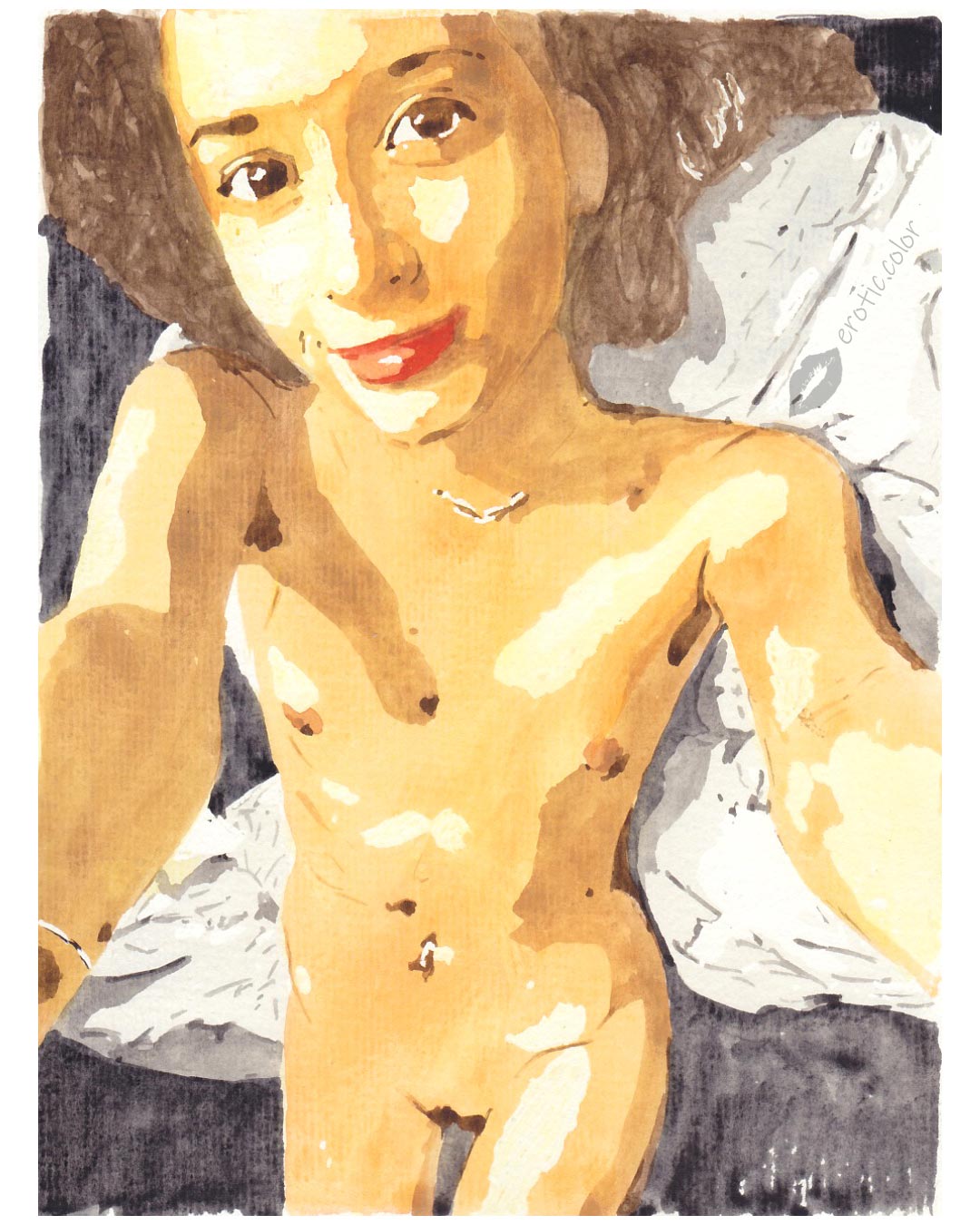 Nude Watercolor Portrait by erotic.color