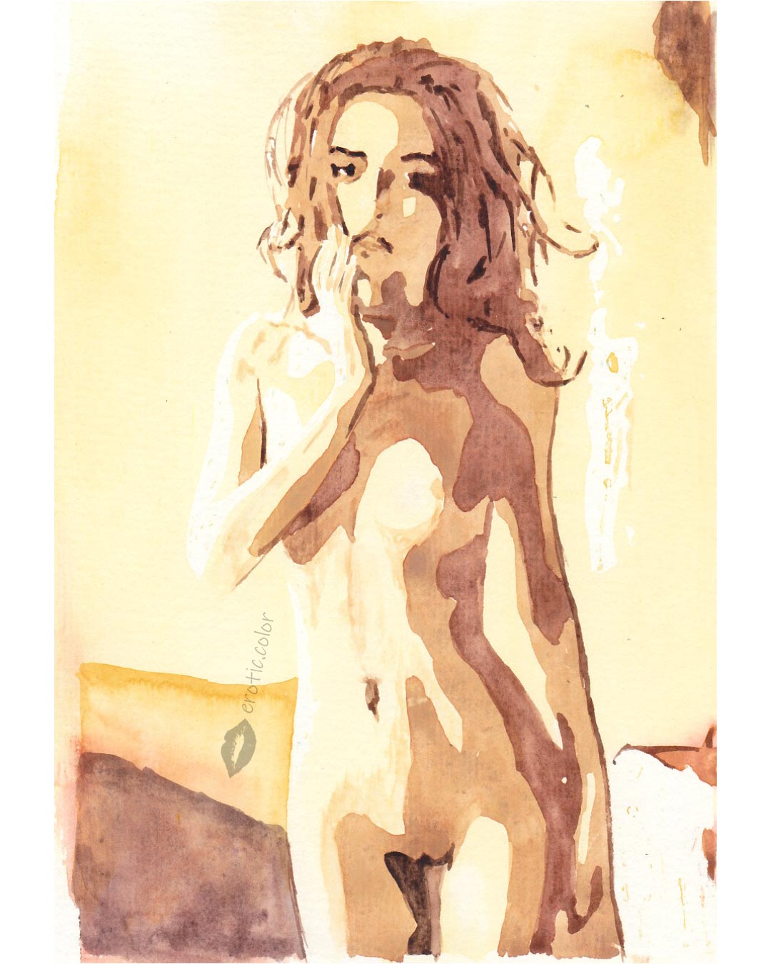 Nude Watercolor Portrait by erotic.color