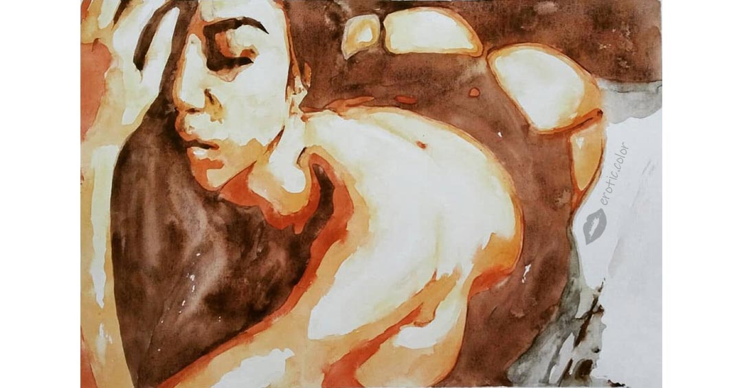 Nude Watercolor Portrait by erotic.color