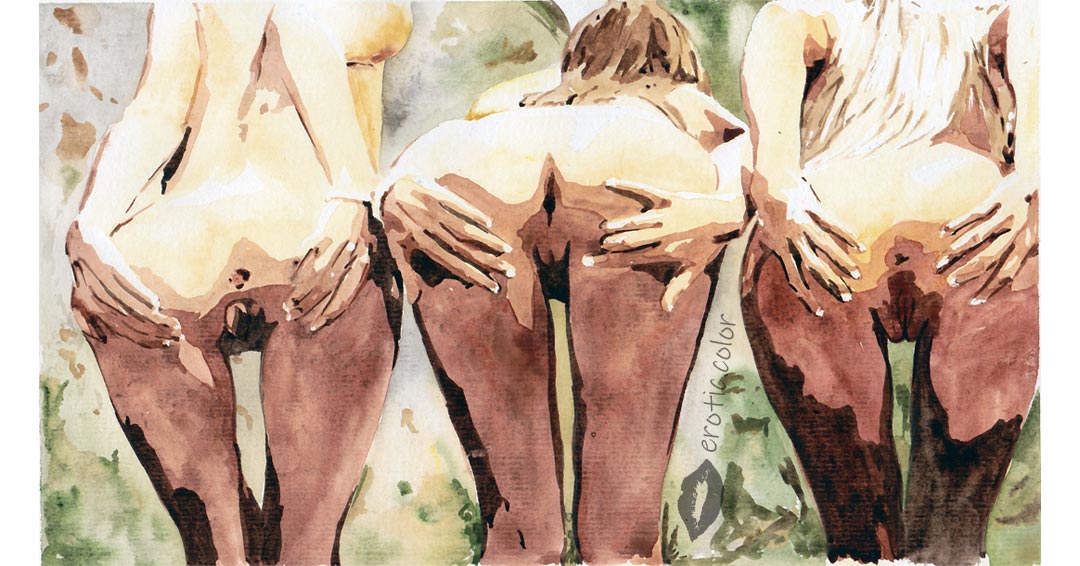 Nude Watercolor Portrait by erotic.color