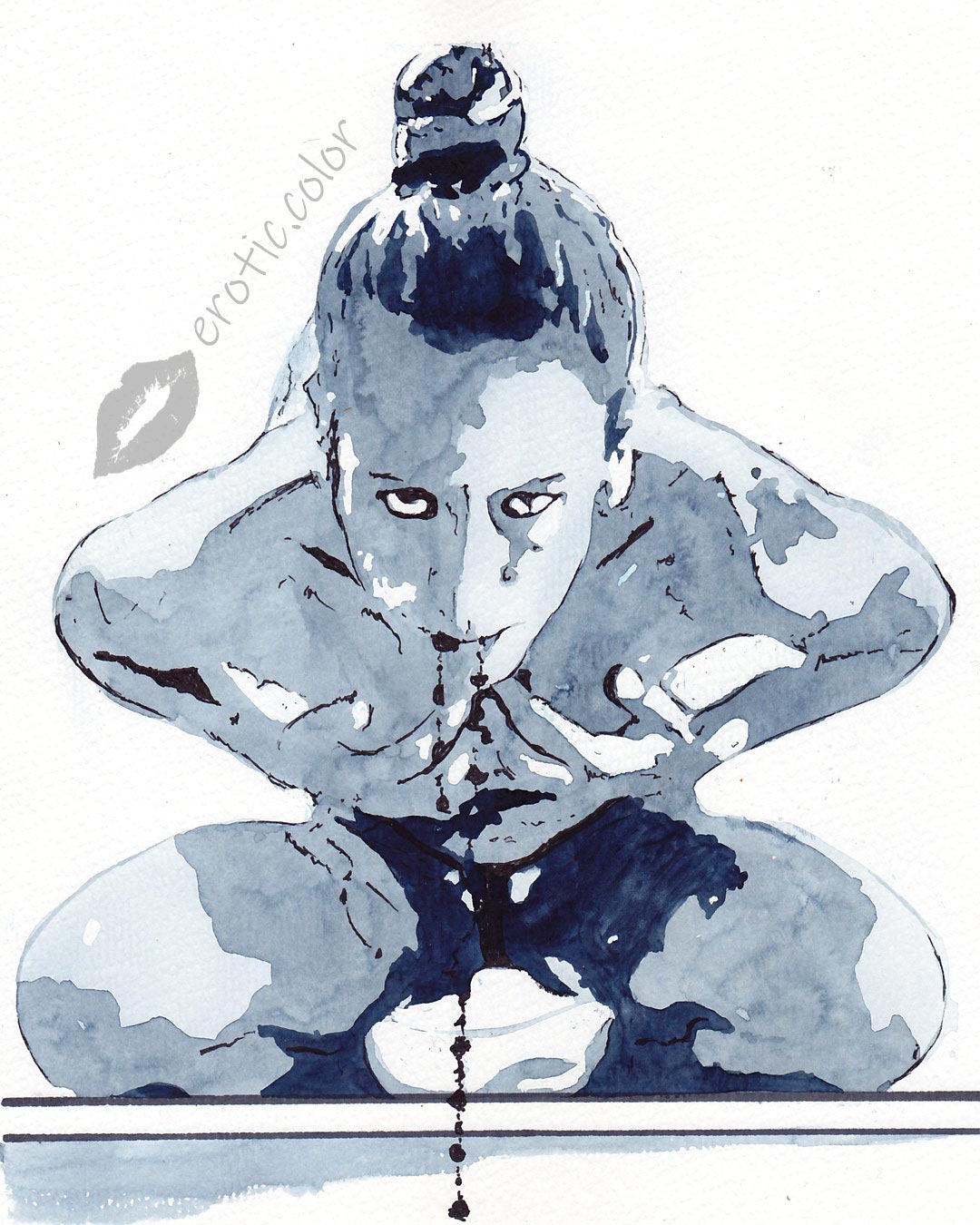 Nude Watercolor Portrait by erotic.color