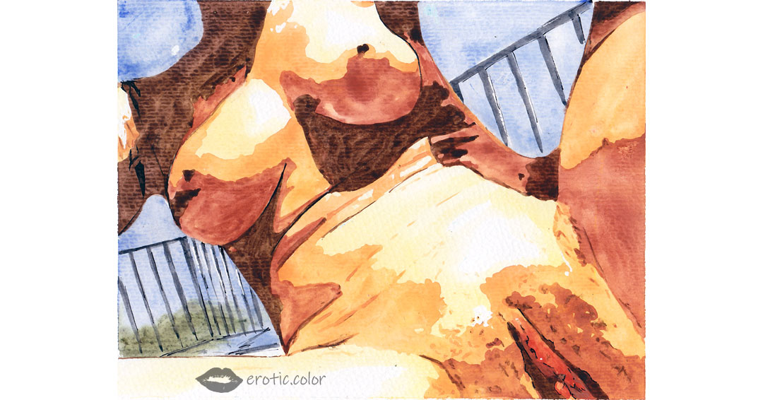 Nude Watercolor Portrait by erotic.color