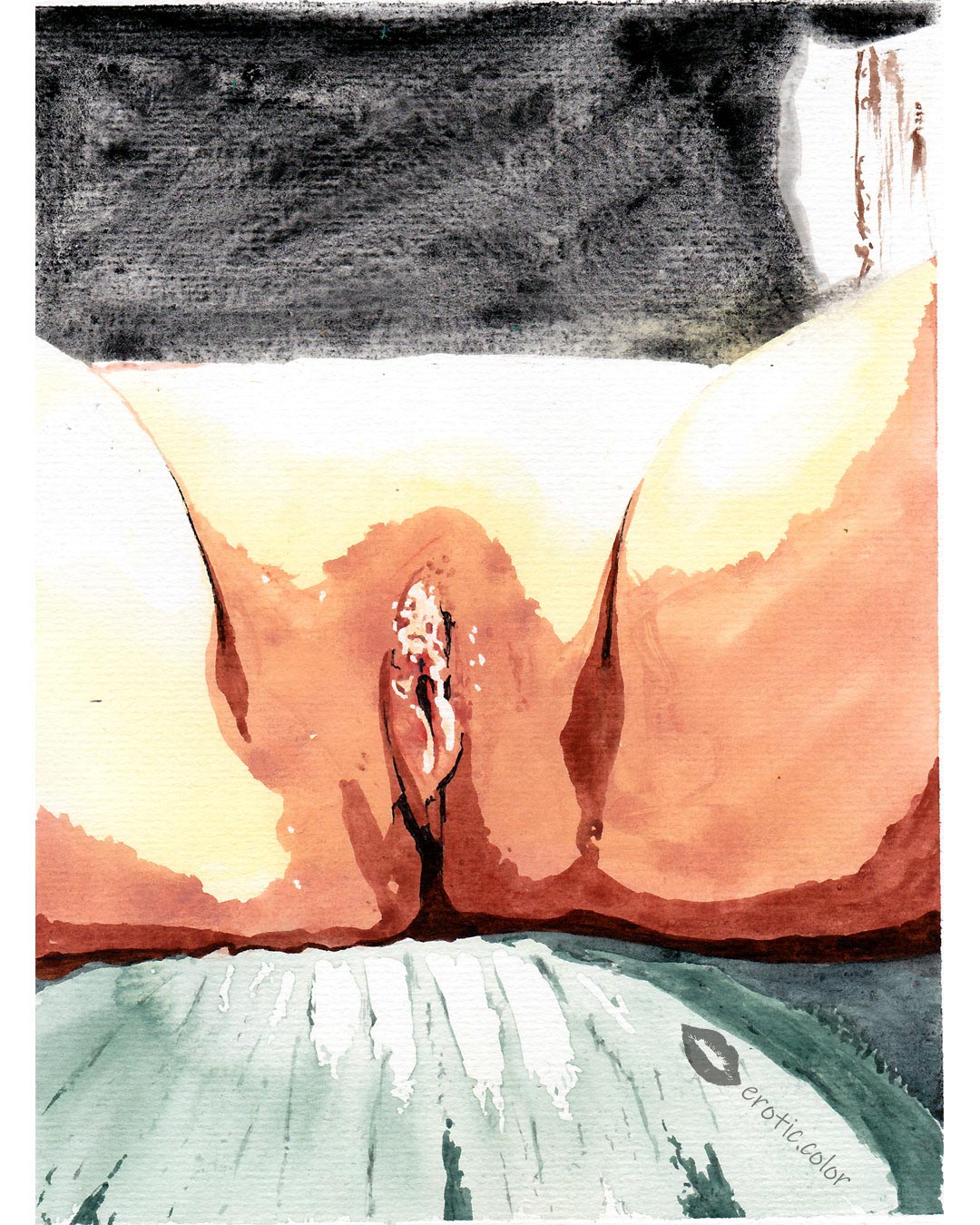 Nude Watercolor Portrait by erotic.color