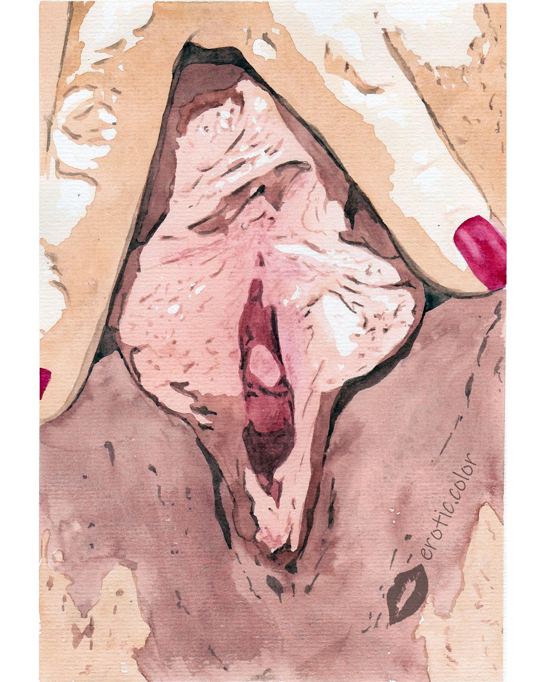 Nude Watercolor Portrait by erotic.color