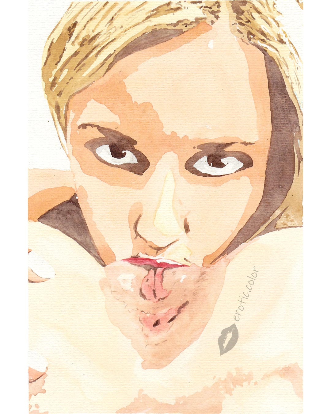 Nude Watercolor Portrait by erotic.color