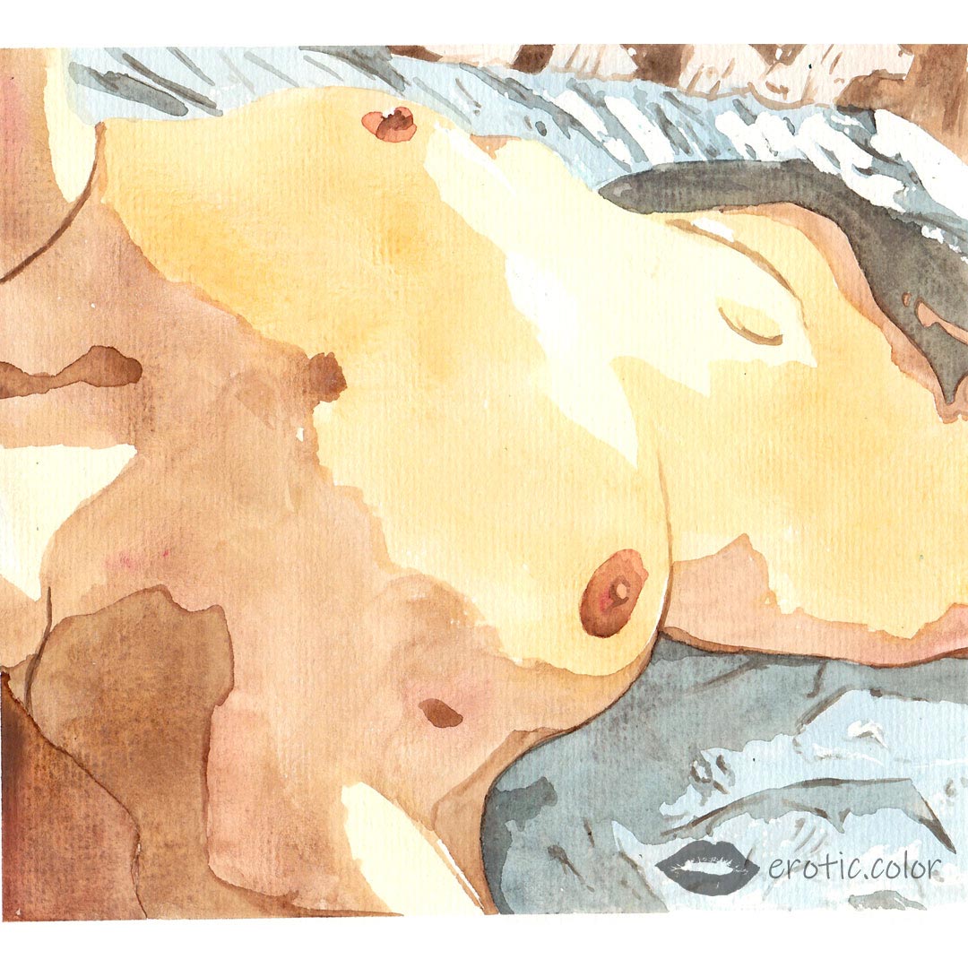 Nude Watercolor Portrait by erotic.color