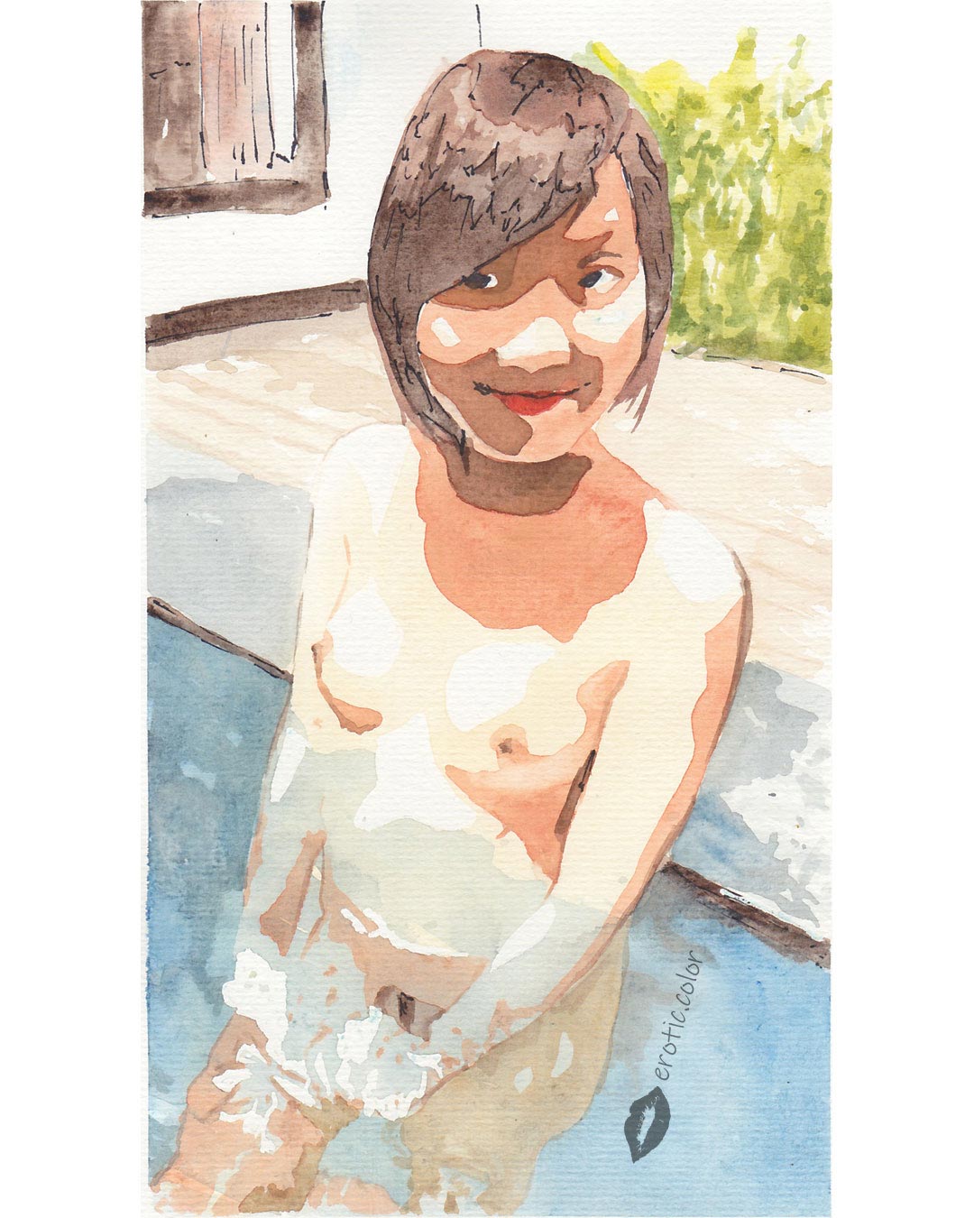 Nude Watercolor Portrait by erotic.color