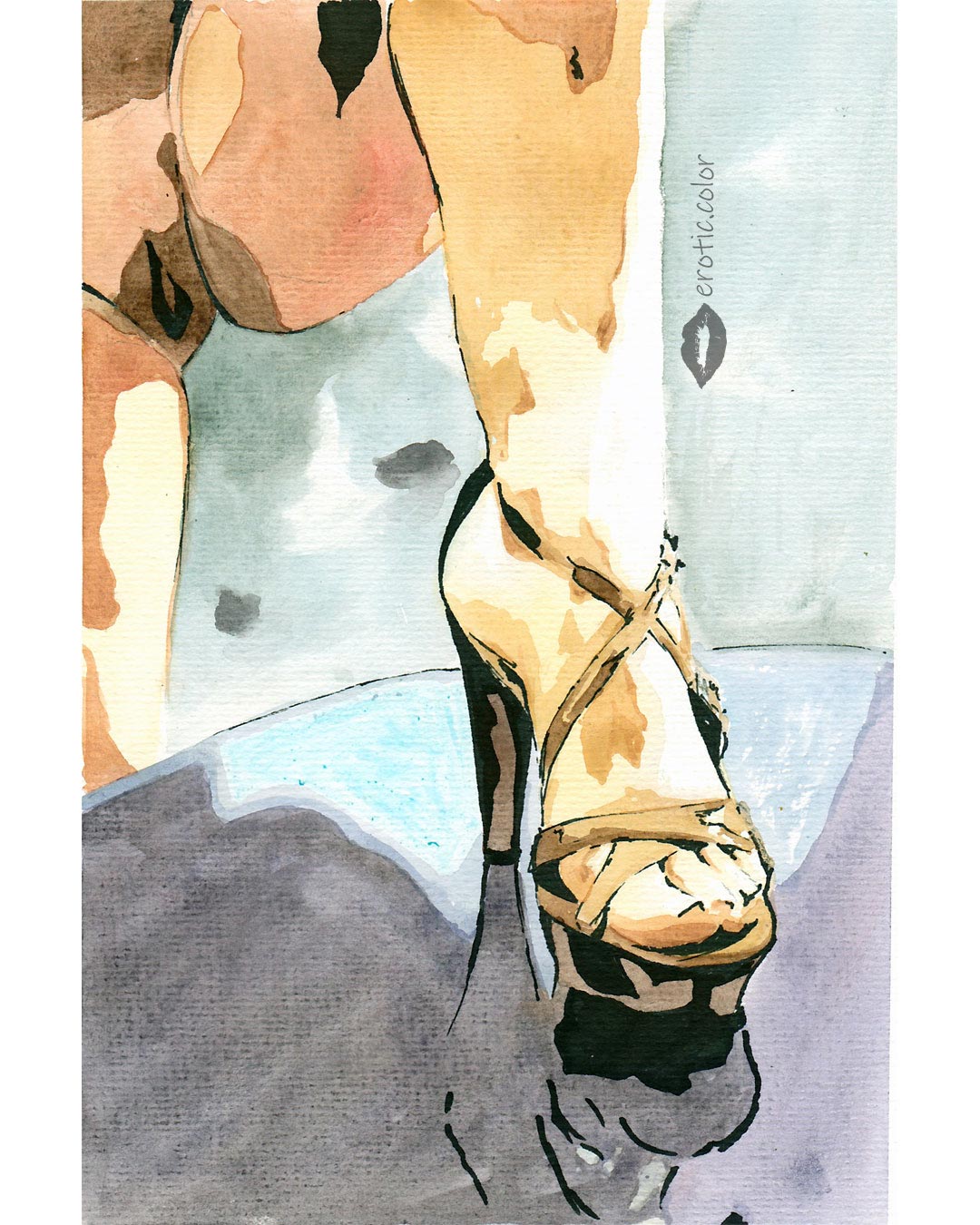 Nude Watercolor Portrait by erotic.color